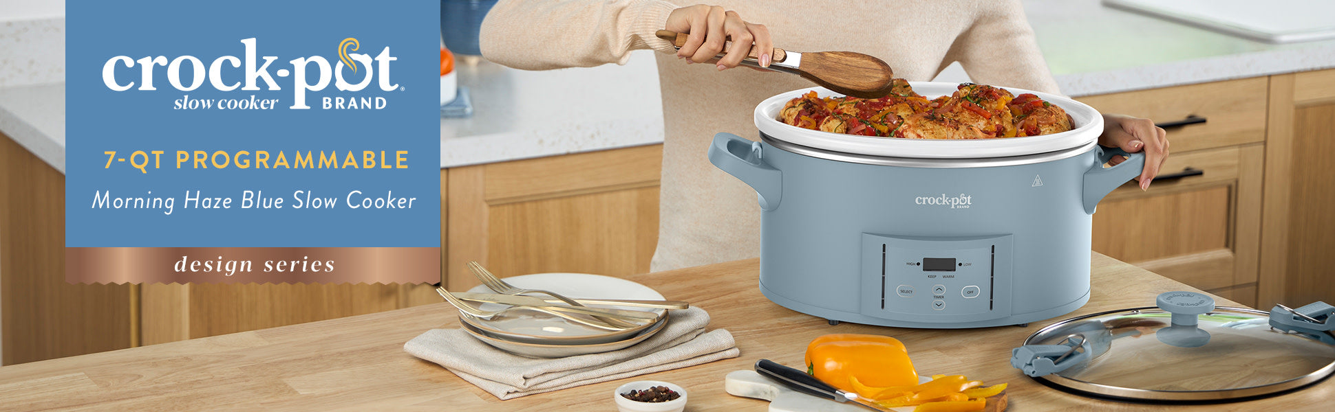 Crock-Pot® Design Series 7-Quart Programmable Slow Cooker, Morning Haze Blue