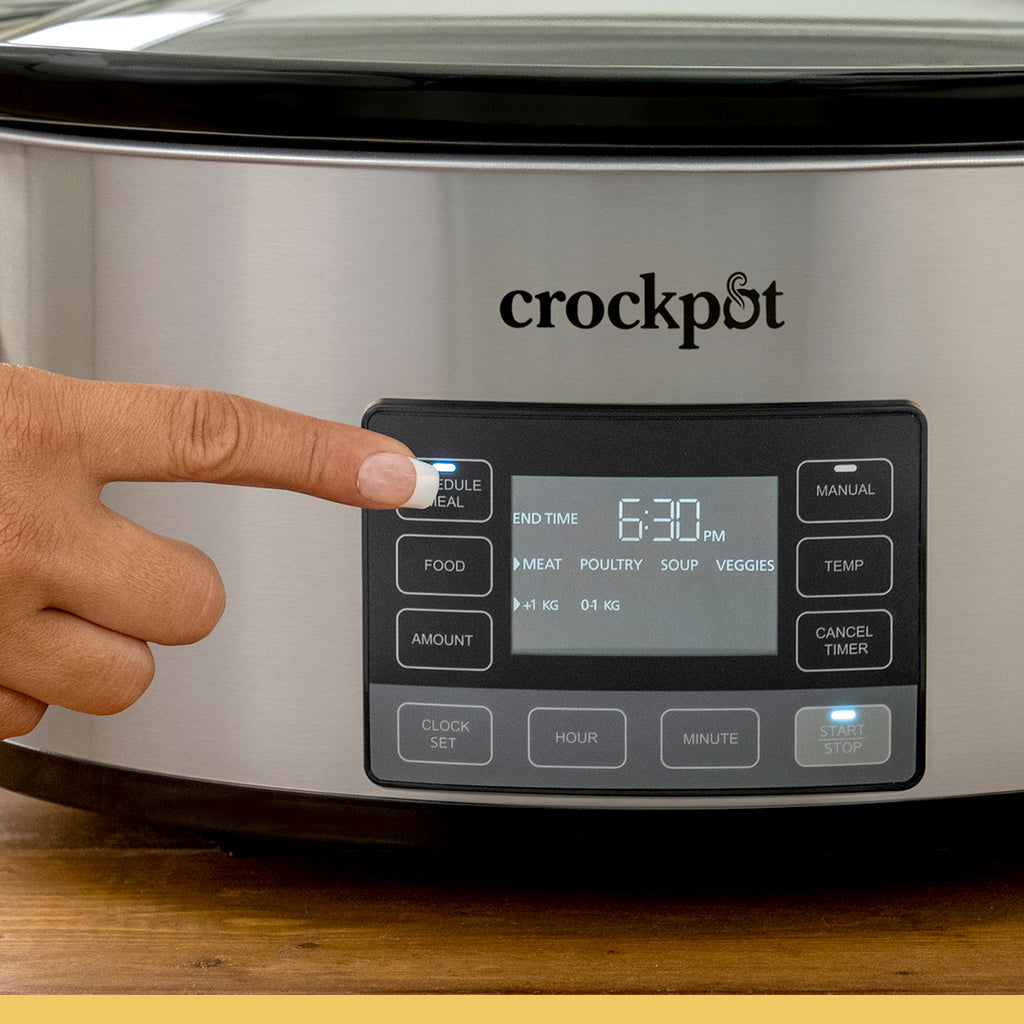Crock-Pot 7-Quart Slow Cooker, Portable Programmable with Timer, Locking Lid, Stainless Steel; an Essential Kitchen Appliance, Perfect for Families and Gatherings