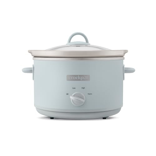 Crock-Pot Design Series 4.5-Quart Manual Slow Cooker, Serves 5+ People, Great for Chili, Soup, Stews, & More, Removable Stoneware is Oven & Dishwasher-Safe, Macaroon Blue