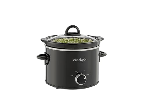 Crock-Pot 2-Quart Manual Slow Cooker, Feeds 2+ People, Great for Small Meals, Dips, & Sides; Removable Stoneware is Oven & Dishwasher-Safe, Black
