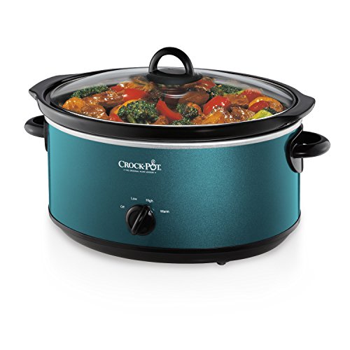 Crock-Pot 7-Quart Manual Slow Cooker, Family Size Serves 8+ People & Fits 6-lb Roast, Removable Stoneware with Warming Setting, Dishwasher Safe for Easy Cleanup, Turquoise