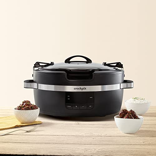 Crock-Pot Thermoshield Slow Cooker with Easy Carry Handles | 6 Quart Manual Slow Cooker, Black