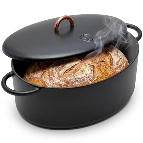 Crock-Pot Artisan 7-Quart Round Enameled Cast Iron Dutch Oven – Slate Gray, Heavy-Duty Cookware for Slow Cooking, Baking, Roasting with Lid