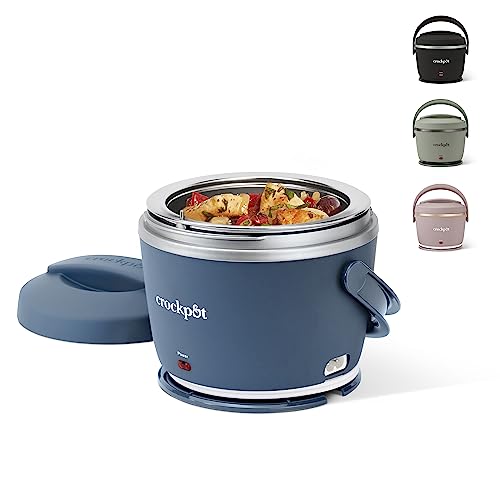 Crock-Pot 20oz Portable Electric Food Warmer, Personal Lunch Box Keeps Food Spill-Free & Warm, Ideal for Travel, Work, Car, On-the-Go, Dishwasher-Safe, Giftable, Faded Blue