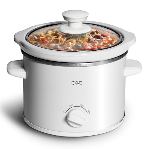 Crock-Pot Small 2.5 Quart Casserole Slow Cooker in White/Blue, Enjoy Eye-Catching Quick Meals, Durable and Compact