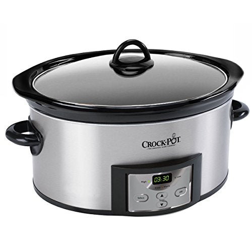 Crock-Pot 6-Quart Countdown Programmable Oval Slow Cooker with Dipper, Stainless Steel, SCCPVC605-S