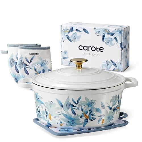 Crock-Pot Artisan 7-Quart Round Enameled Cast Iron Dutch Oven – Slate Gray, Heavy-Duty Cookware for Slow Cooking, Baking, Roasting with Lid