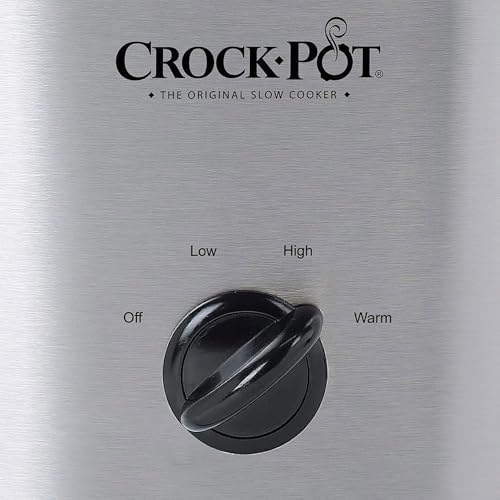 Crock-Pot Cook N Carry Oval Manual Portable Slow Cooker, Silver, 6-Quart | Travel-Proof Locking Lid, Serves 7+, High/Low/Warm Settings, Removable Dishwasher-Safe Stoneware, for Potlucks & Tailgating