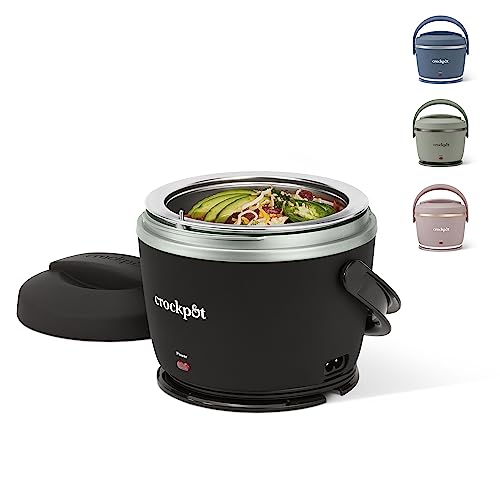 Crock-Pot Electric Lunch Box 20-Ounce Portable Food Warmer Black Licorice Perfect for Travel On-the-Go & Office Use | Stylish Spill-Free & Dishwasher-Safe | Ideal Men & Women's Gifts