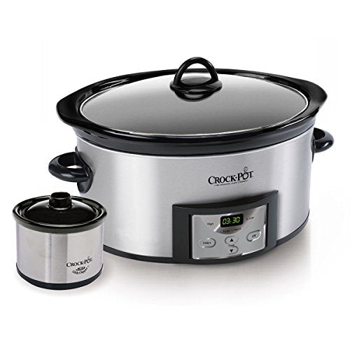 Crock-Pot 6-Quart Countdown Programmable Oval Slow Cooker with Dipper, Stainless Steel, SCCPVC605-S