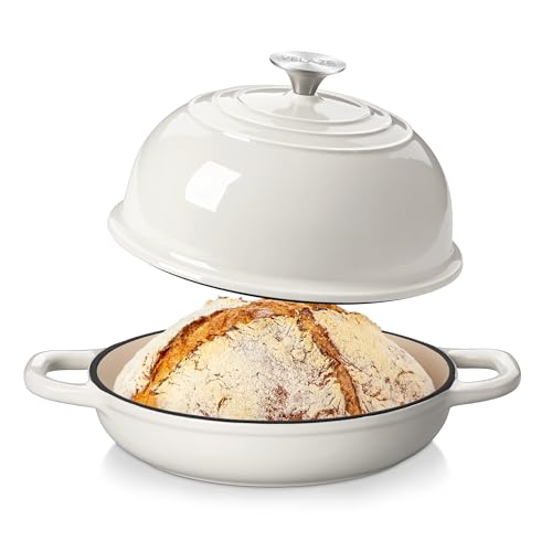 Crock-Pot Artisan 7-Quart Round Enameled Cast Iron Dutch Oven – Slate Gray, Heavy-Duty Cookware for Slow Cooking, Baking, Roasting with Lid