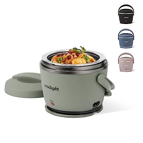 Crock-Pot Portable Electric Lunch Box, 20-Ounce Food Warmer, Moonshine Green | Ideal for Travel, On-the-Go | Keeps Food Spill-Free, Warm & Tasty | Dishwasher-Safe