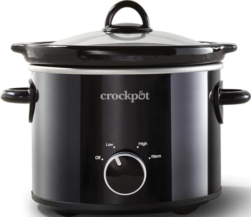 Crock-Pot 2-Quart Manual Slow Cooker, Feeds 2+ People, Great for Small Meals, Dips, & Sides; Removable Stoneware is Oven & Dishwasher-Safe, Black