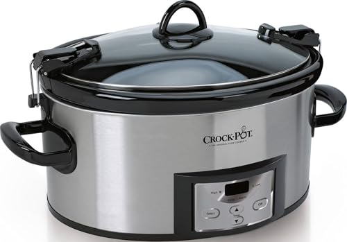 Crock-Pot 6 Quart Cook & Carry Programmable Slow Cooker with Digital Timer Stainless Steel (CPSCVC60LL-S) pack of 1