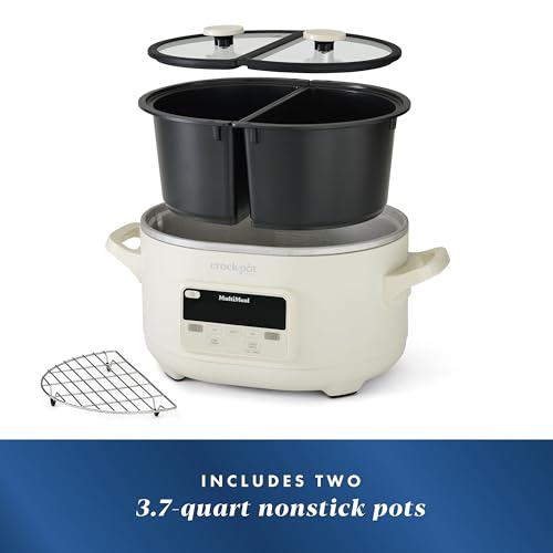 Crock-Pot MultiMeal Multicooker and Programmable Slow Cooker with Bake Function, Create 2 Dishes Simultaneously, Two 3.7qt Nonstick Pots Feed 8+ People, Dishwasher-Safe