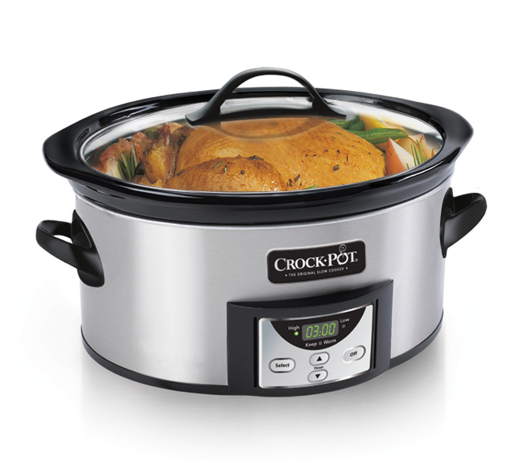 Crock-Pot 6-Quart Countdown Programmable Oval Slow Cooker with Dipper, Stainless Steel, SCCPVC605-S