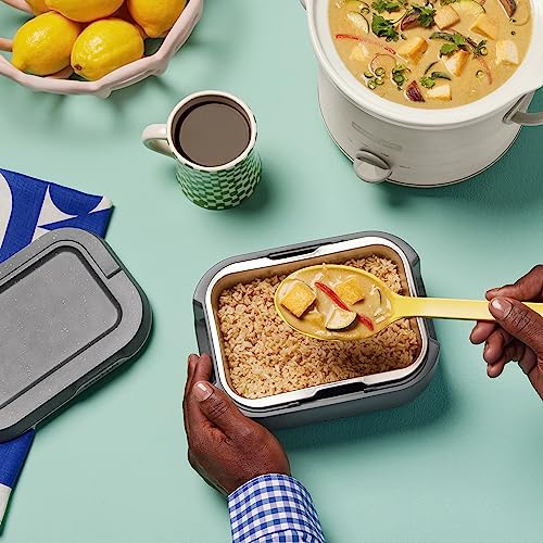 Crock-Pot 28-Ounce Mini Electric Heated Lunch Box, Portable Food Warmer, Perfect for Travel, Car, On-the-Go, Keeps Food Warm, Spill-Free, Dishwasher-Safe, Ideal Gift for Men and Women, Gray