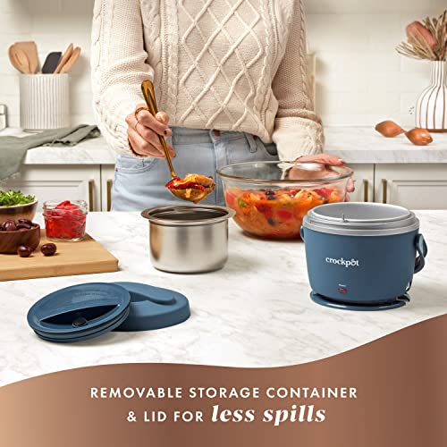 Crock-Pot 20-Ounce Electric Lunch Box Portable Food Warmer Faded Blue Perfect for Travel Car On-the-Go Keeps Food Warm Spill-Free Dishwasher-Safe (Pack of 4)