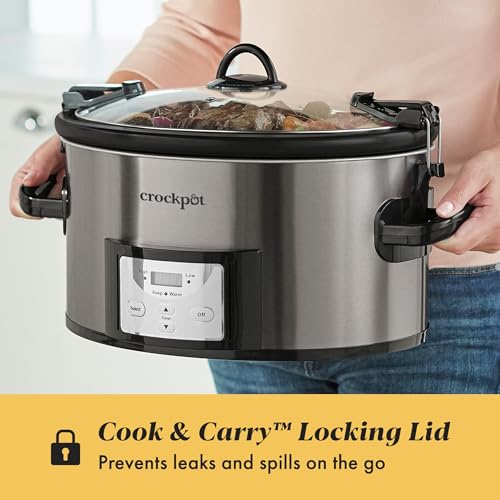 Crock-Pot MyTime Technology 6 Quart Programmable Slow Cooker and Food Warmer with Digital Timer, Stainless Steel (2137020)
