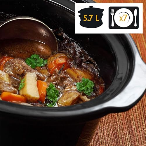 Crock-Pot Cook N Carry Oval Manual Portable Slow Cooker, Silver, 6-Quart | Travel-Proof Locking Lid, Serves 7+, High/Low/Warm Settings, Removable Dishwasher-Safe Stoneware, for Potlucks & Tailgating