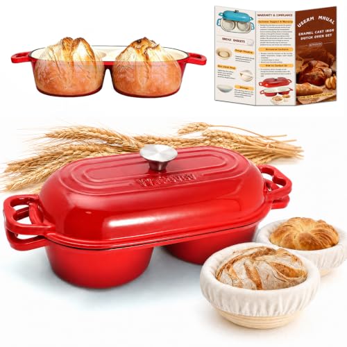 Crock Pot Artisan 7-Quart Oval Dutch Oven With Lid, Enameled Cast Iron, Linen White With Gold Knob, Heavy-Duty Cookware for Baking, Braising, Roasting & Slow Cooking