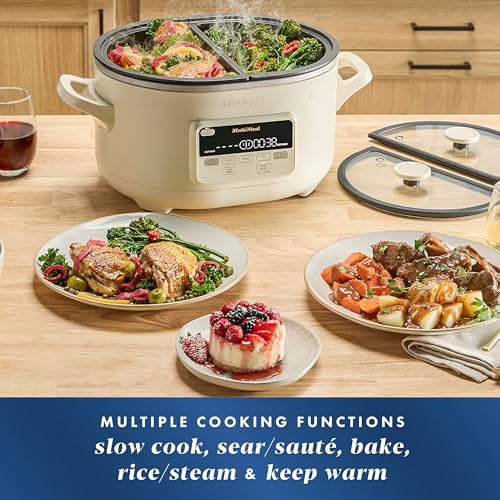 Crock-Pot MultiMeal Multicooker and Programmable Slow Cooker with Bake Function, Create 2 Dishes Simultaneously, Two 3.7qt Nonstick Pots Feed 8+ People, Dishwasher-Safe