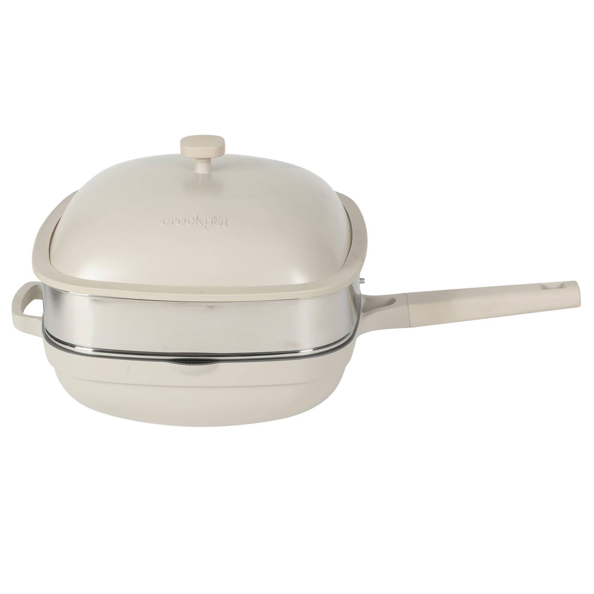 Crock-Pot Northvale 5.3 Quart Ceramic Nonstick Sauté Pan with Steamer Basket & Lid, Cast Aluminum Pan with Induction Base and Soft-Touch Handle, Sage Green