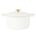 Crock Pot Artisan 7-Quart Oval Dutch Oven With Lid, Enameled Cast Iron, Linen White With Gold Knob, Heavy-Duty Cookware for Baking, Braising, Roasting & Slow Cooking