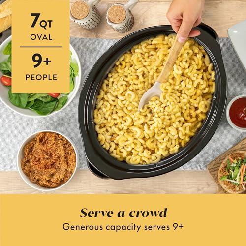 Crock-Pot 7-Quart Manual Slow Cooker, Family Size Serves 8+ People & Fits 6-lb Roast, Removable Stoneware with Warming Setting, Dishwasher Safe for Easy Cleanup, Stainless Steel