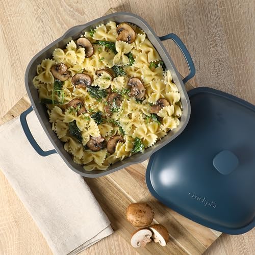 Crock-Pot Northvale Cast Aluminum Lightweight Durable 5.2 Quart Heavy Duty Dutch Oven Pot With Lid, Oven Safe, Dual Handles - Matte Blue
