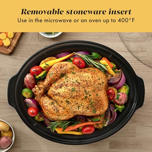 Crock-Pot 7-Quart Manual Slow Cooker, Family Size Serves 8+ People & Fits 6-lb Roast, Removable Stoneware with Warming Setting, Dishwasher Safe for Easy Cleanup, Stainless Steel
