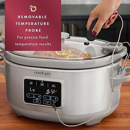 Crock-Pot 7-Quart Cook & Carry Slow Cooker with Sous Vide Function, Family-Sized Slow Cooker Warms up to 30 Hours, Modern Digital Display, Travel-Proof Locking Lid & Removable Temperature Probe