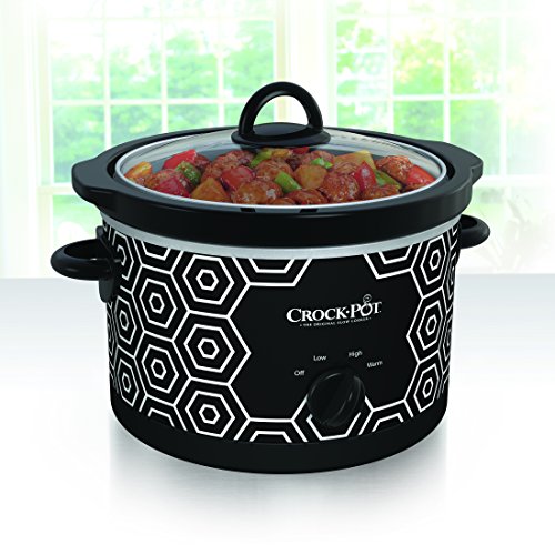Crock-Pot 4.5 Quart Round Portable Slow Cooker and Food Warmer, Black & White Pattern (SCR450-HX)