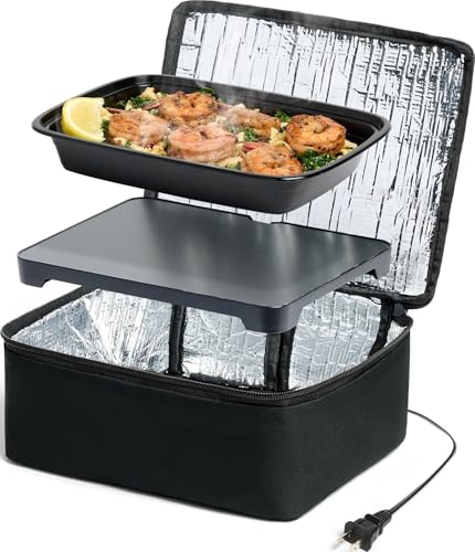 Crock-Pot 20-Ounce Electric Lunch Box Portable Food Warmer Faded Blue Perfect for Travel Car On-the-Go Keeps Food Warm Spill-Free Dishwasher-Safe (Pack of 4)