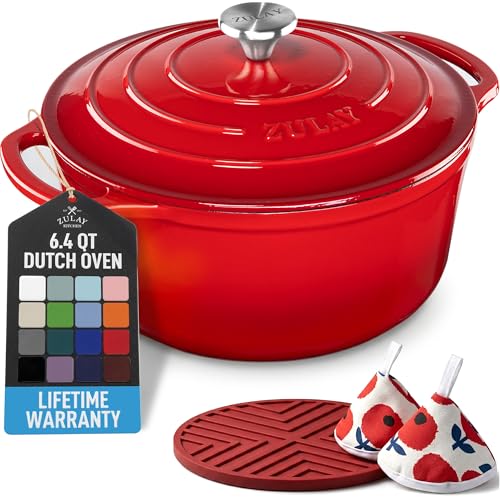 Crock-Pot Artisan 7-Quart Round Enameled Cast Iron Dutch Oven – Slate Gray, Heavy-Duty Cookware for Slow Cooking, Baking, Roasting with Lid