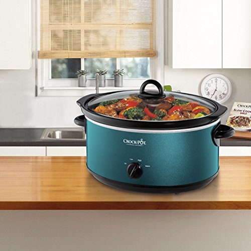Crock-Pot 7-Quart Manual Slow Cooker, Family Size Serves 8+ People & Fits 6-lb Roast, Removable Stoneware with Warming Setting, Dishwasher Safe for Easy Cleanup, Turquoise