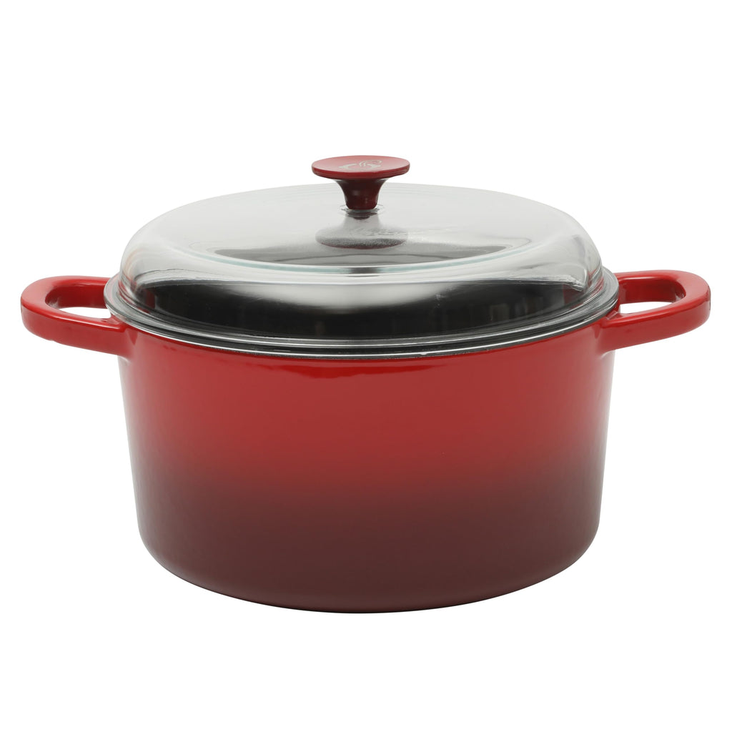 Crock-Pot Artisan 7-Quart Round Enameled Cast Iron Dutch Oven – Slate Gray, Heavy-Duty Cookware for Slow Cooking, Baking, Roasting with Lid