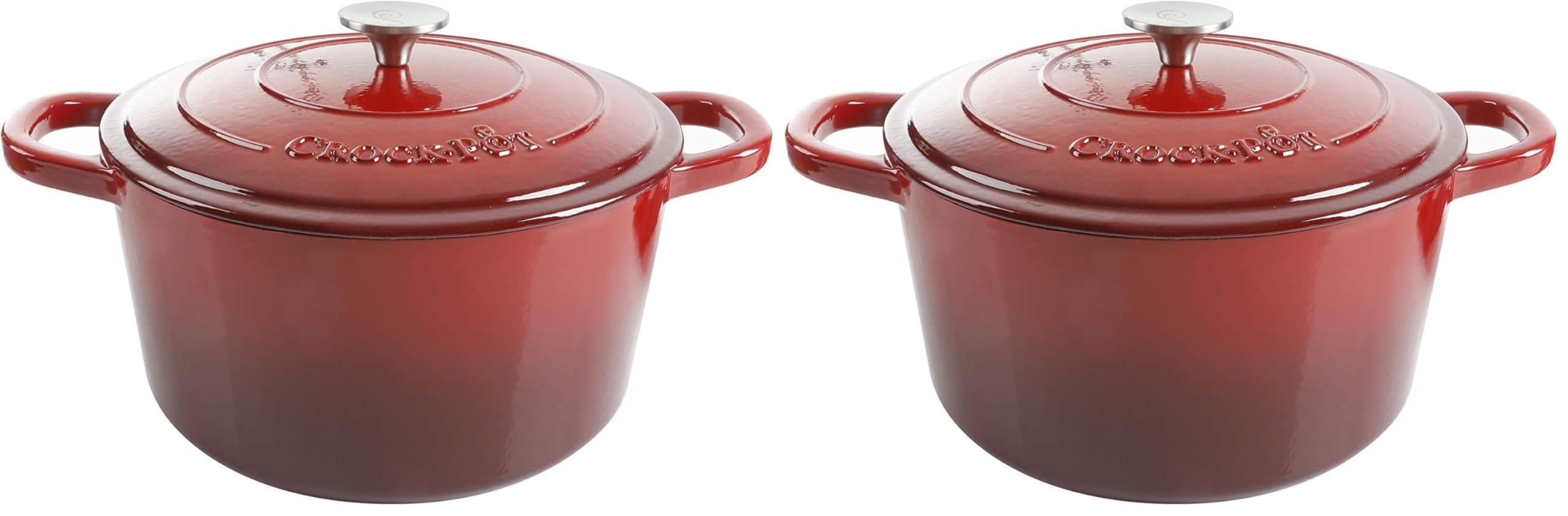 Crock-Pot Artisan 7-Quart Round Enameled Cast Iron Dutch Oven – Slate Gray, Heavy-Duty Cookware for Slow Cooking, Baking, Roasting with Lid