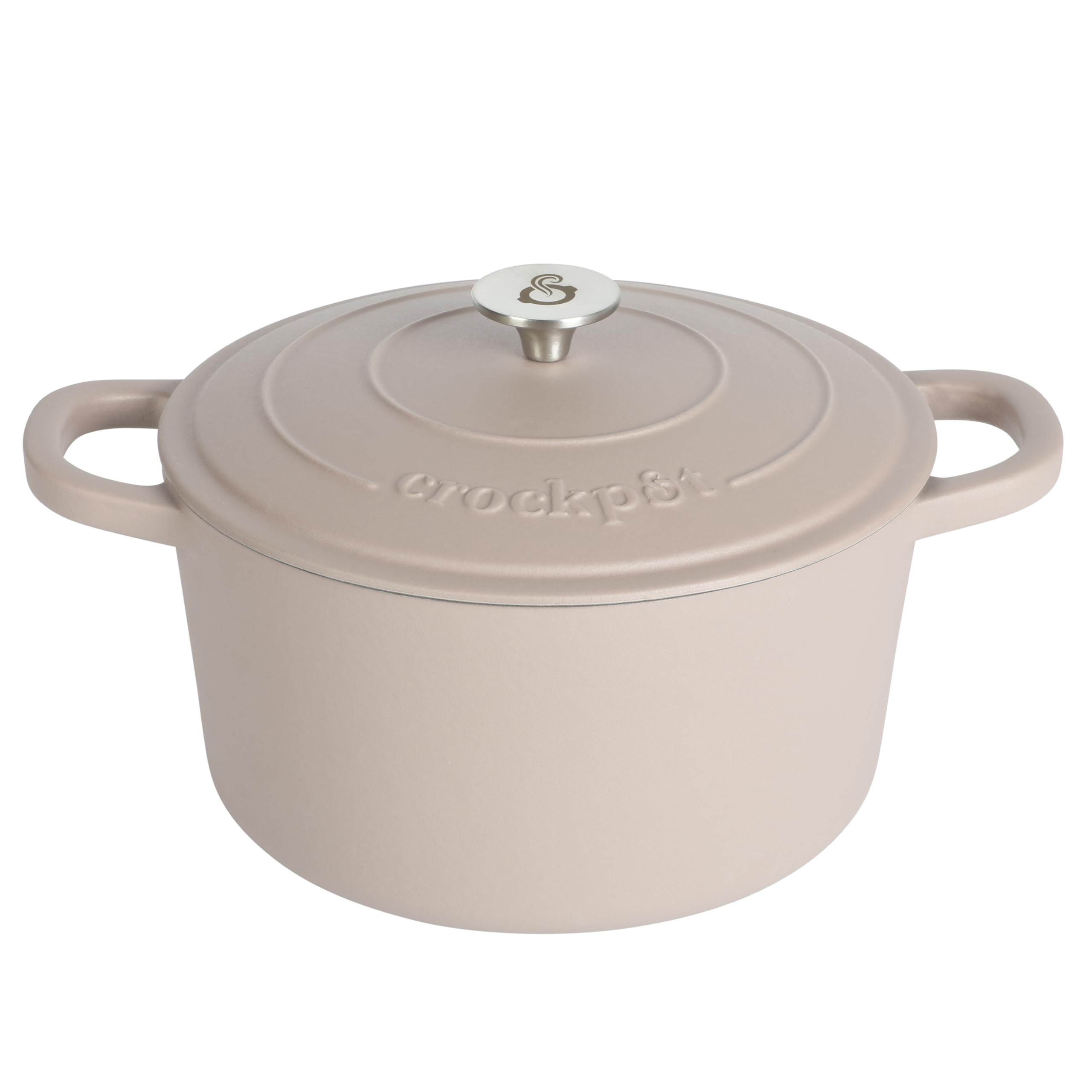Crock-Pot Artisan 7-Quart Round Enameled Cast Iron Dutch Oven – Slate Gray, Heavy-Duty Cookware for Slow Cooking, Baking, Roasting with Lid