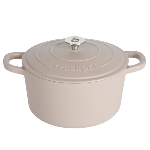 Crock-Pot Artisan 7-Quart Round Enameled Cast Iron Dutch Oven – Slate Gray, Heavy-Duty Cookware for Slow Cooking, Baking, Roasting with Lid