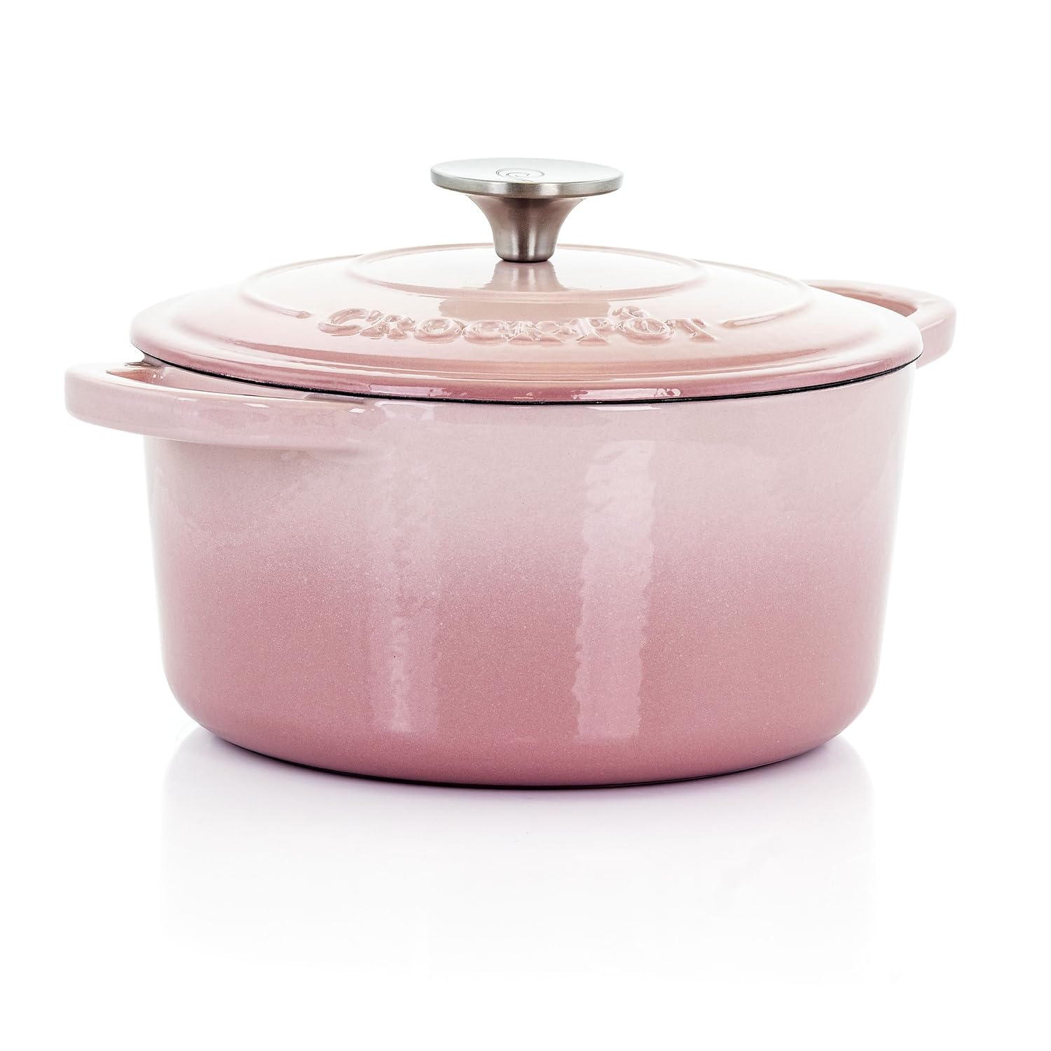 Crock-Pot Artisan 7-Quart Round Enameled Cast Iron Dutch Oven – Slate Gray, Heavy-Duty Cookware for Slow Cooking, Baking, Roasting with Lid