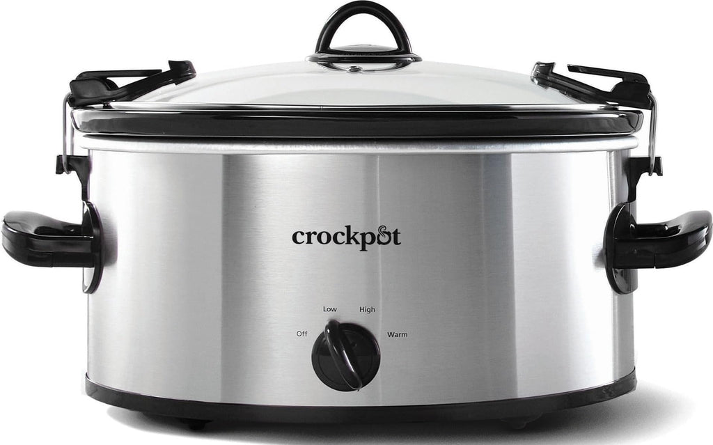 Crock-Pot Cook N Carry Oval Manual Portable Slow Cooker, Silver, 6-Quart | Travel-Proof Locking Lid, Serves 7+, High/Low/Warm Settings, Removable Dishwasher-Safe Stoneware, for Potlucks & Tailgating