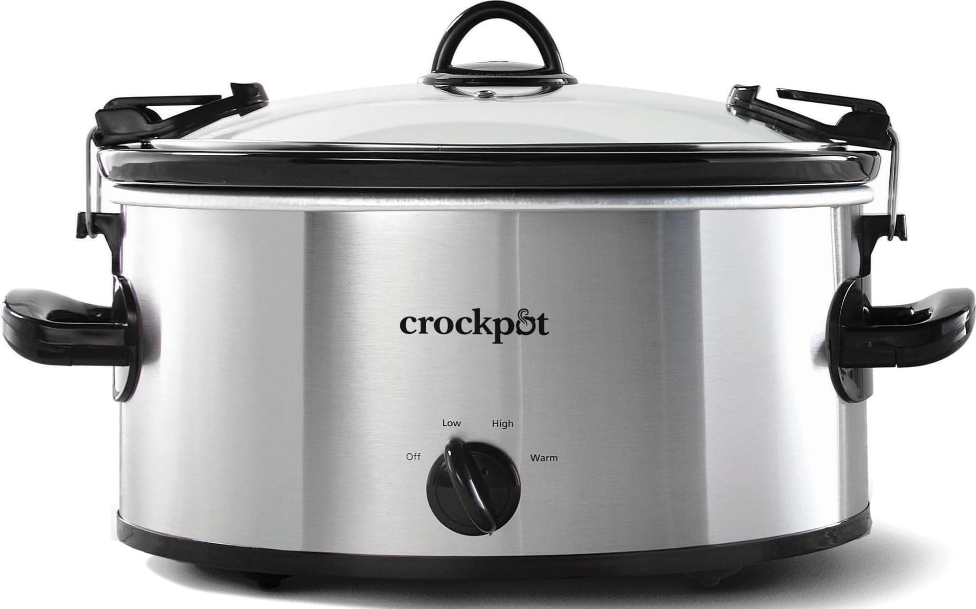 Crock-Pot Cook N Carry Oval Manual Portable Slow Cooker, Silver, 6-Quart | Travel-Proof Locking Lid, Serves 7+, High/Low/Warm Settings, Removable Dishwasher-Safe Stoneware, for Potlucks & Tailgating