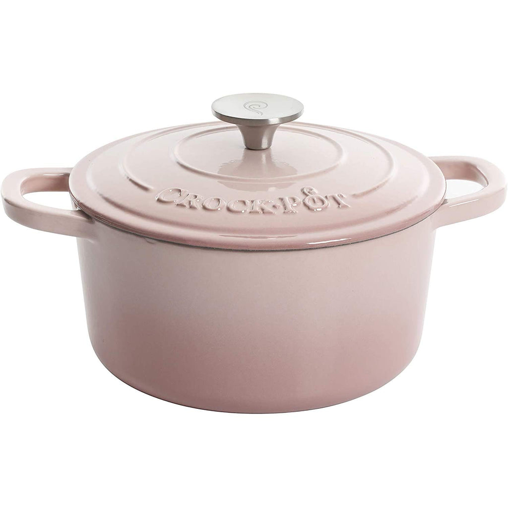 Crock-Pot Artisan 7-Quart Round Enameled Cast Iron Dutch Oven – Slate Gray, Heavy-Duty Cookware for Slow Cooking, Baking, Roasting with Lid