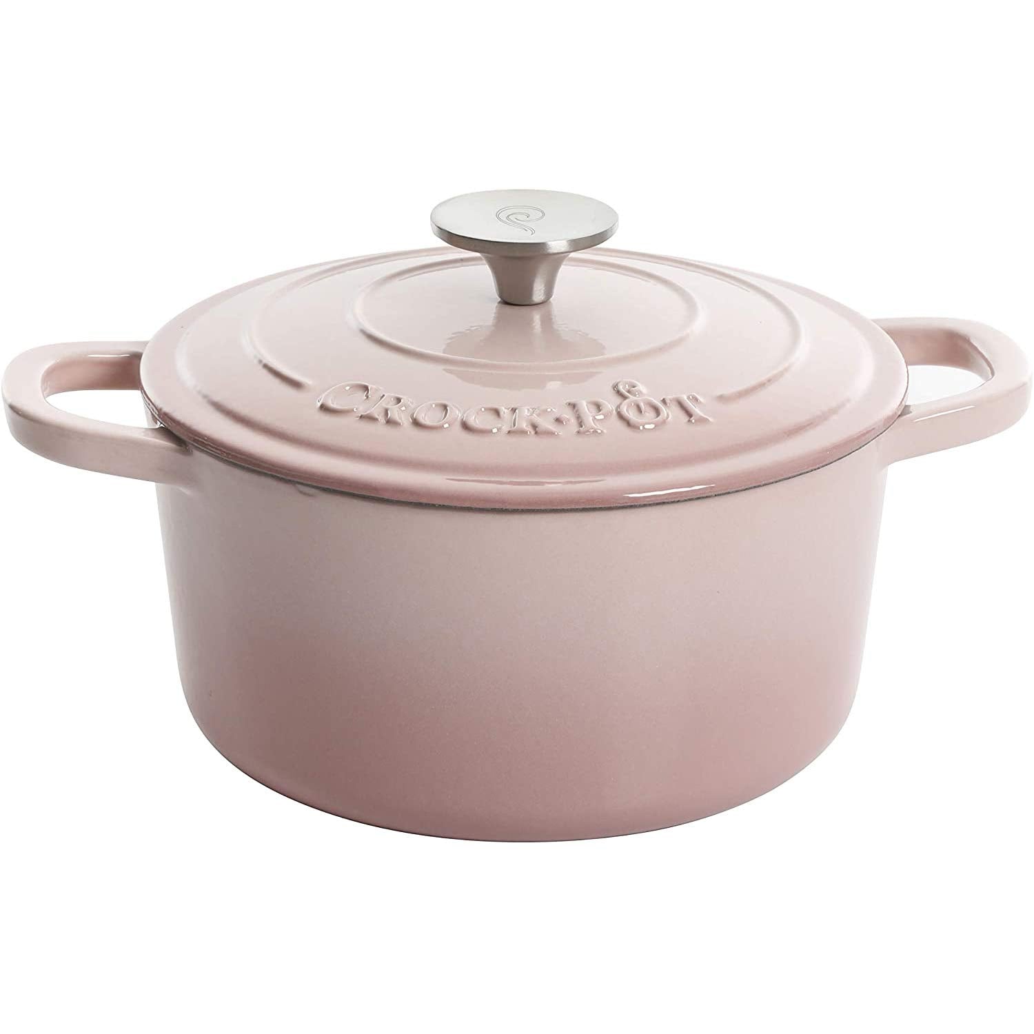 Crock-Pot Artisan 7-Quart Round Enameled Cast Iron Dutch Oven – Slate Gray, Heavy-Duty Cookware for Slow Cooking, Baking, Roasting with Lid
