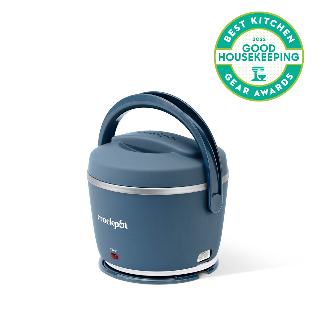 Crock-Pot 20-Ounce Electric Lunch Box Portable Food Warmer Faded Blue Perfect for Travel Car On-the-Go Keeps Food Warm Spill-Free Dishwasher-Safe (Pack of 4)