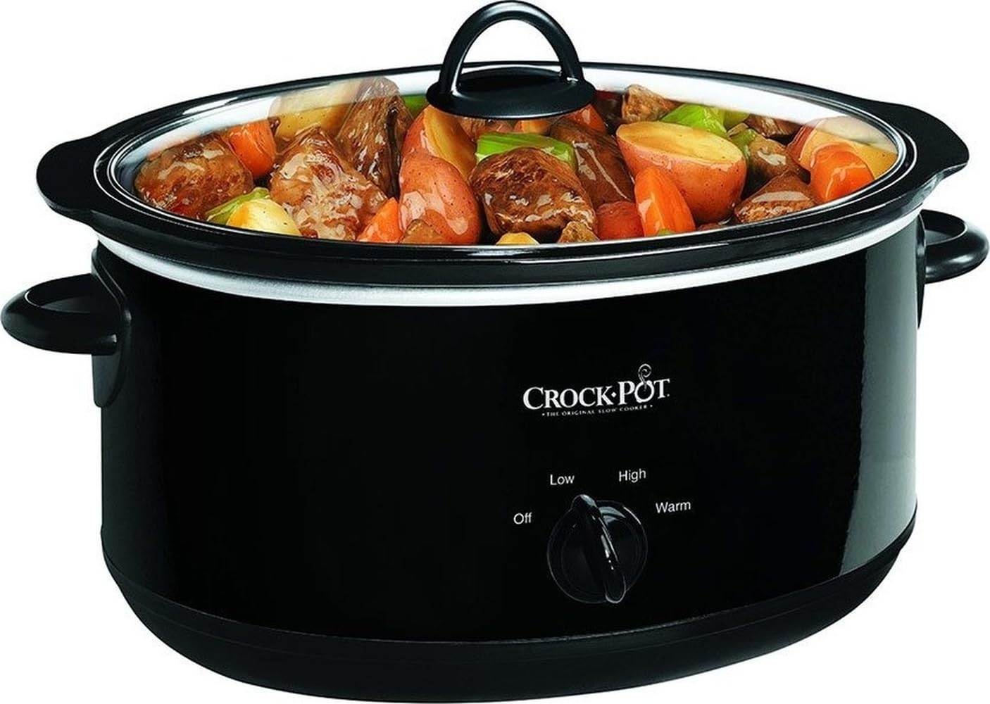 Crock-Pot 7-Quart Manual Slow Cooker, Family Size Serves 8+ People & Fits 6-lb Roast, Removable Stoneware with Warming Setting, Dishwasher Safe for Easy Cleanup, Stainless Steel