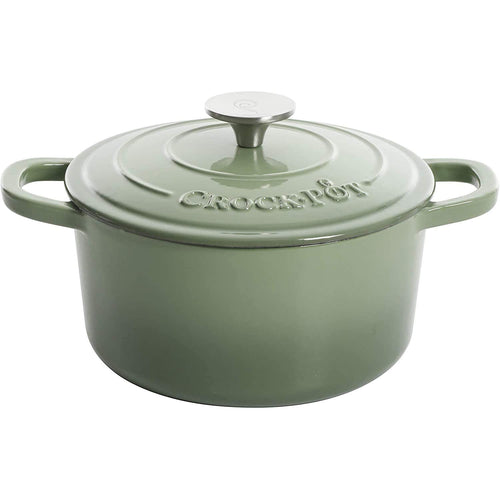 Crock-Pot Artisan 7-Quart Round Enameled Cast Iron Dutch Oven – Slate Gray, Heavy-Duty Cookware for Slow Cooking, Baking, Roasting with Lid