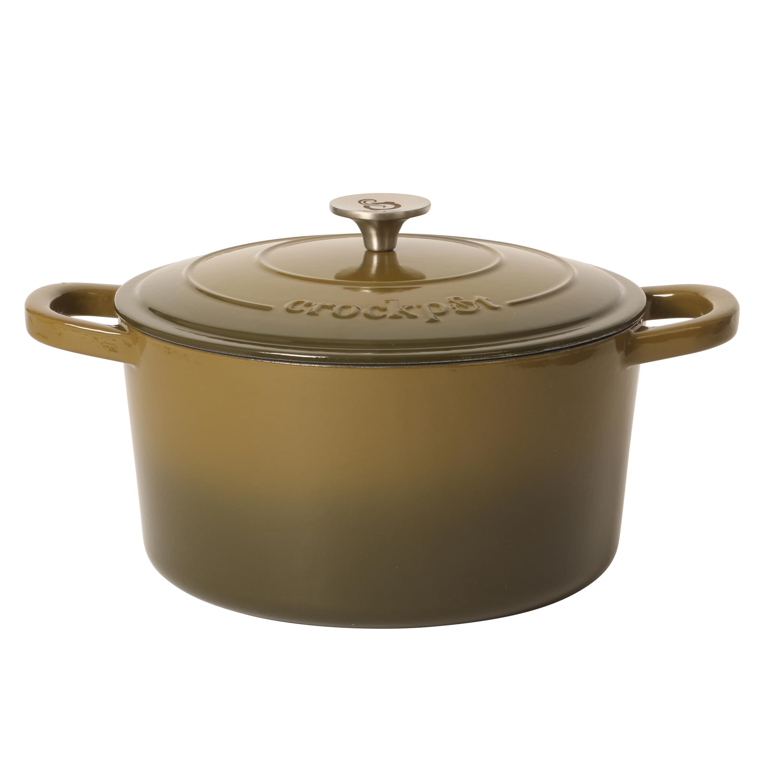 Crock-Pot Artisan 7-Quart Round Enameled Cast Iron Dutch Oven – Slate Gray, Heavy-Duty Cookware for Slow Cooking, Baking, Roasting with Lid