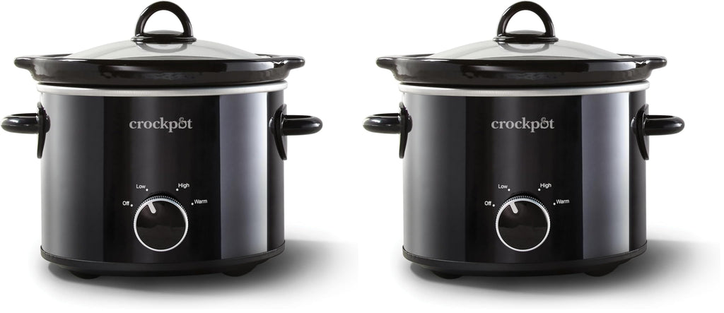 Crock-Pot 2-Quart Manual Slow Cooker, Feeds 2+ People, Great for Small Meals, Dips, & Sides; Removable Stoneware is Oven & Dishwasher-Safe, Black